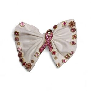 Pink Ribbon Royalty Bow Tie Broach